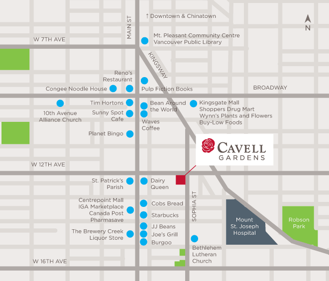 Cavell Gardens' Location Map